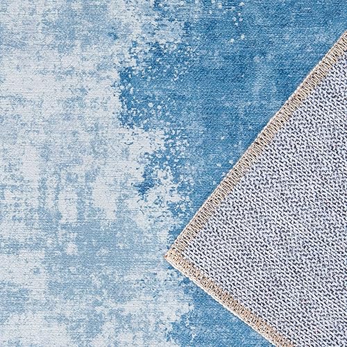 Miniatura 4 de jinchan Alfombra de área de 3 x 5 pies, lavable, para interiores, moderna, abstracta, azul, alfombra de cocina, alfombra fina, antideslizante,