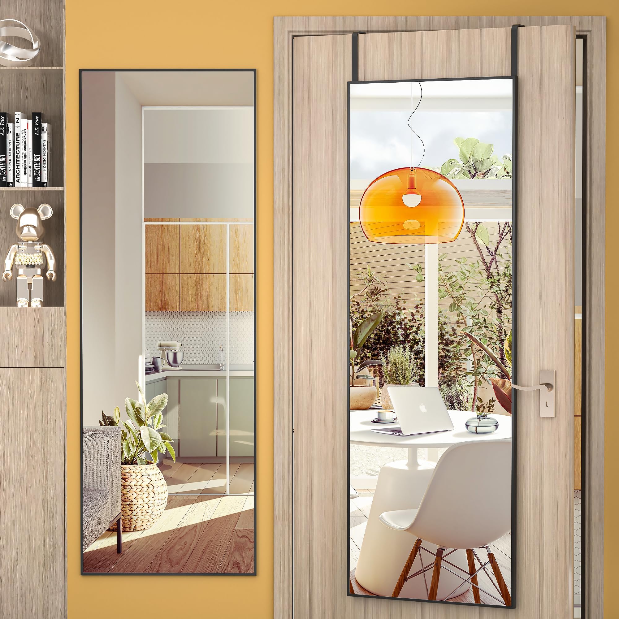 - Hasipu Door Mirror Full Length, 51 x 16 Inch Full Body Wall Mirror Over The Door Hanging Mirror for Bedroom, Living Room, Cloakroom
