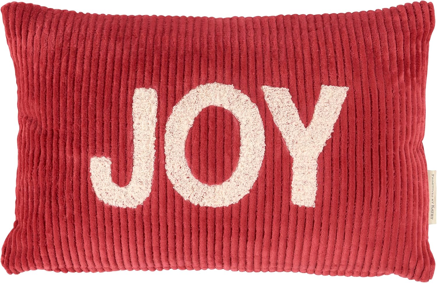 Primitives by Kathy Decorative Pillow, Joy in Classic Luxe Corduroy with Toweling Embroidery/red/White/Christmas/Seasonal Décor/Couch/Sofa/Office/giftable/Santa/Xmas Gift
