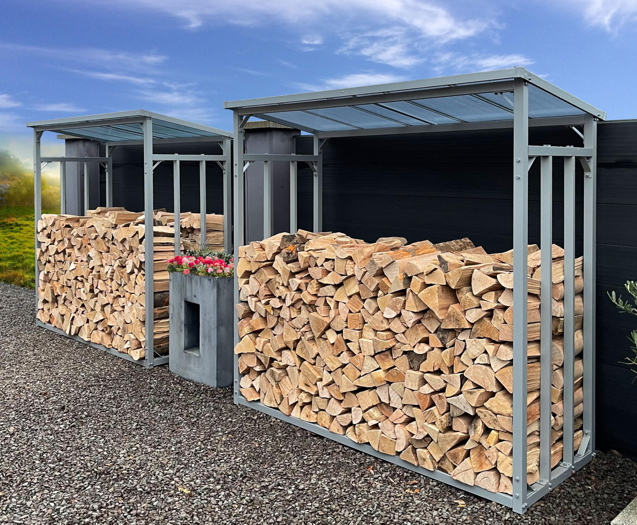 Scaffalatura in Alluminio per Legna da Ardere 185x70x185 cm 2,3 m3
