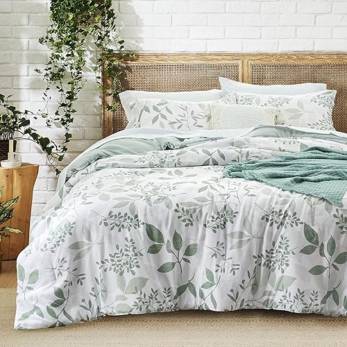 Bedsure Juego de edredón tamaño King, edredón floral blanco y verde, juego de cama botánico de 3 piezas, edredón de verano suave y esponjoso, Bedsure Juego de edredón tamaño King, edredón floral blanco y verde, juego de cama botánico de 3 piezas, edredón de verano suave y esponjoso,