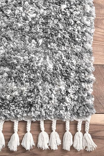 Miniatura 4 de nuLOOM Brooke - Alfombra contemporánea de pelo, 6 pies 7 pulgadas x 9 pies, color gris