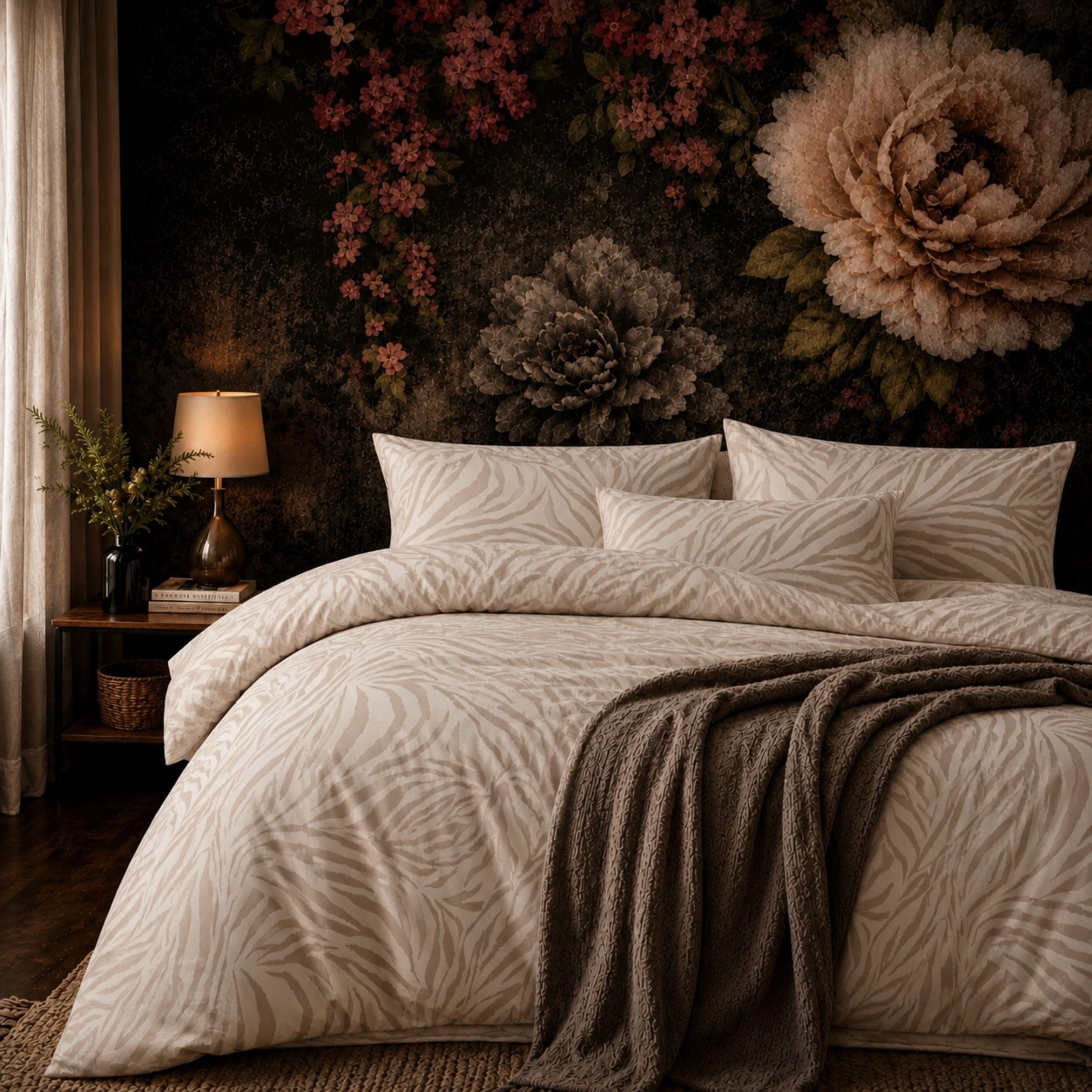Housse de couette 240 x 220 cm beige et motif zèbre coton ZIRVEHOME