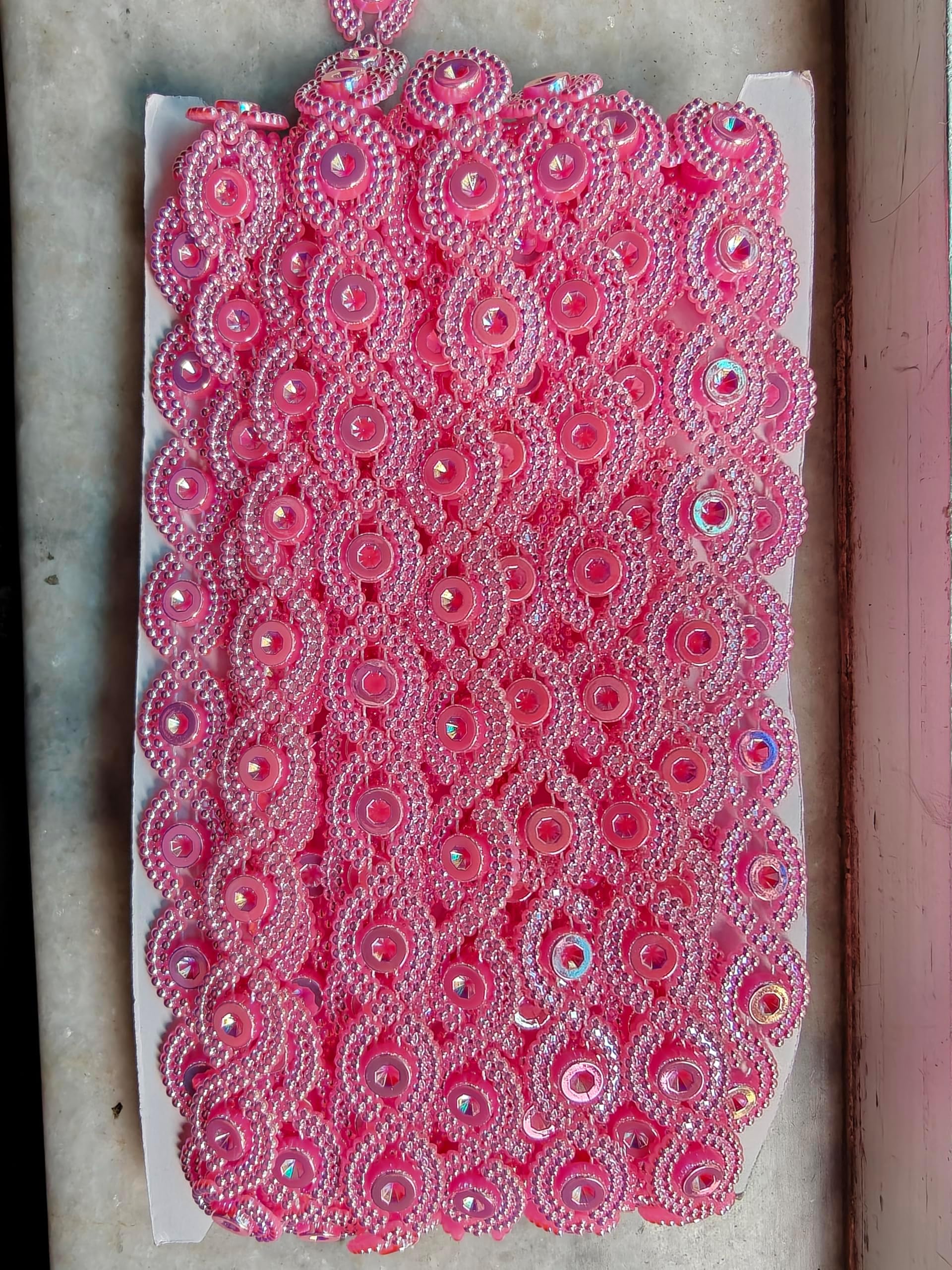 - UKIYO | Decorative Plastic Lace (L=9 Meter) for Gift Wrapping, Hampers, Basket, Trousseau Packing (Pink, Design 1)
