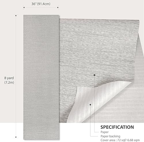 Miniatura 7 de Ansehan W902 - Toldo texturizado de tela de pasto, 36 pulgadas de ancho x 8 yardas de largo, tejido de papel texturizado, moderno, no prepegado,