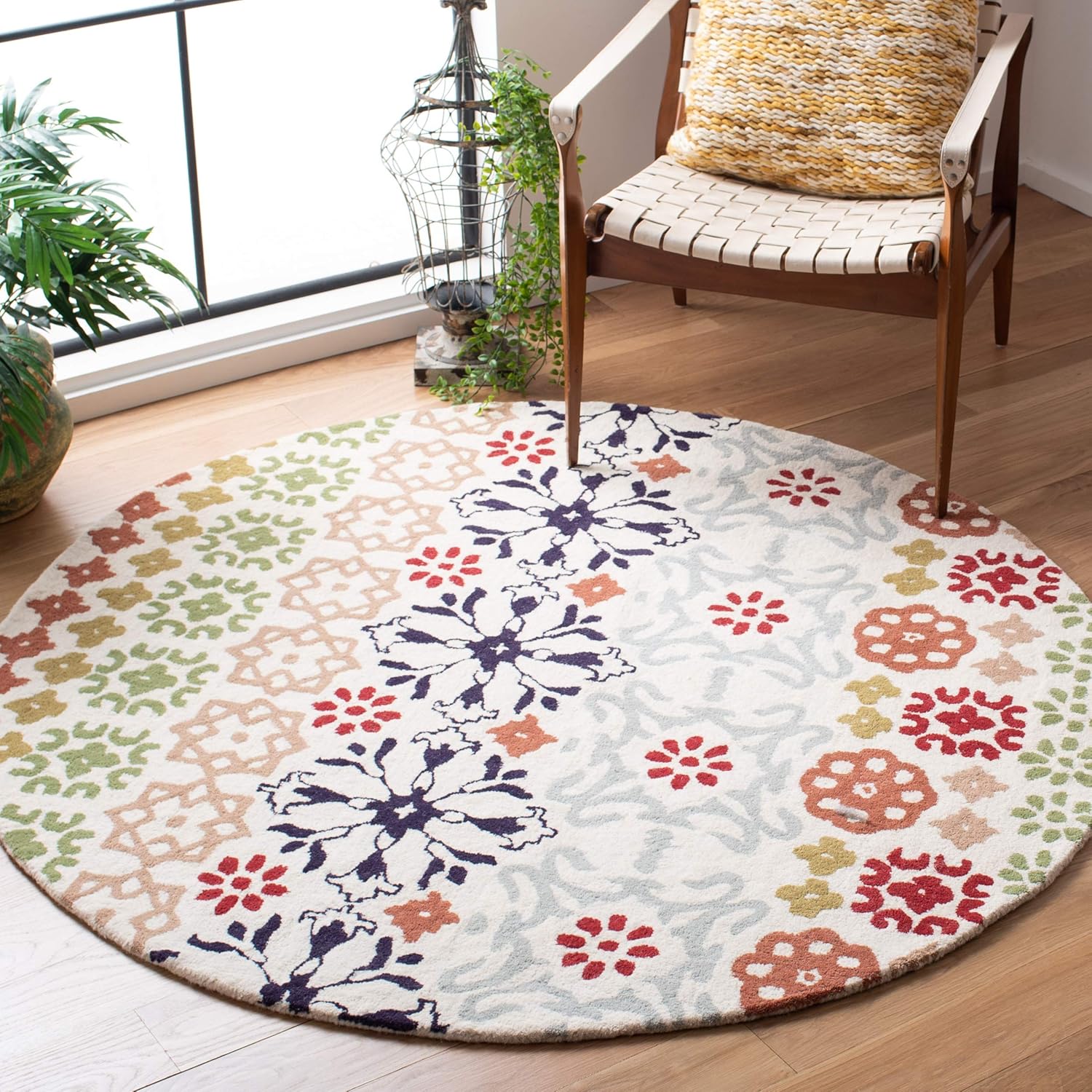 SAFAVIEH Wyndham Collection Runner Rug - 2'3" x 11', Ivory & Multi, Handmade Modern Wool, Ideal for High Traffic Areas in Living Room, Bedroom (WYD319A)