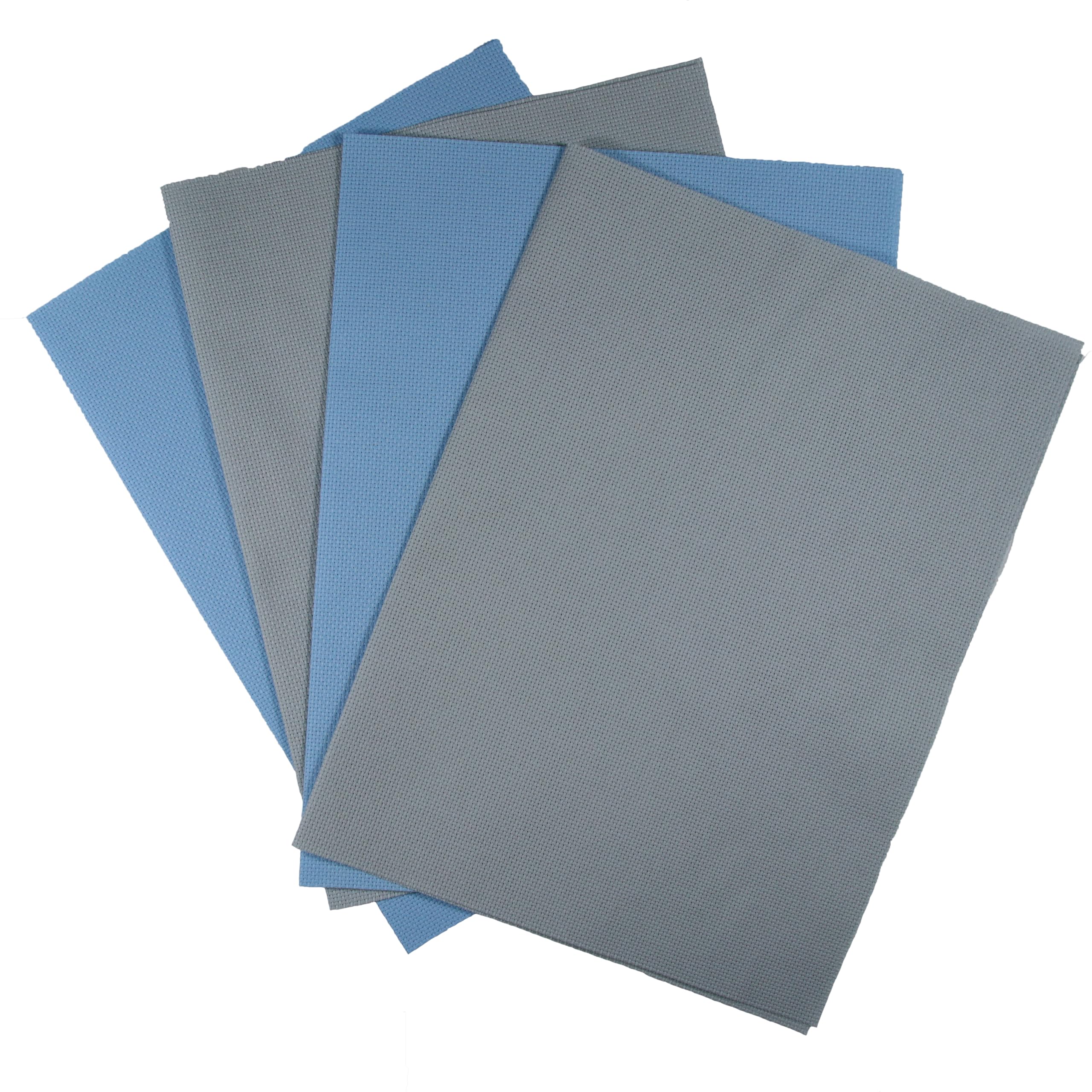 KCS 4/6 pc of 12" x 18"(30cmx45cm) 16CT Counted Cotton Aida Cloth Cross Stitch Fabric (4 pc, Sea Foam+Light Blue) โ image 1