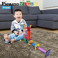Vista 3 de PicassoTiles Marble Run Magnetic Tile Race Track Toy Set STEM Building & Learning Early Educational Child Magnet Construction Block Kit creativo