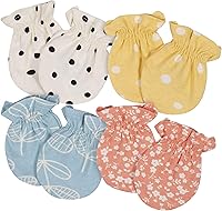 Gerber Baby Girls' 4-Pack Stretch Mittens - Soft 97% Cotton Spandex Blend, Scratch-Proof, Machine Washable
