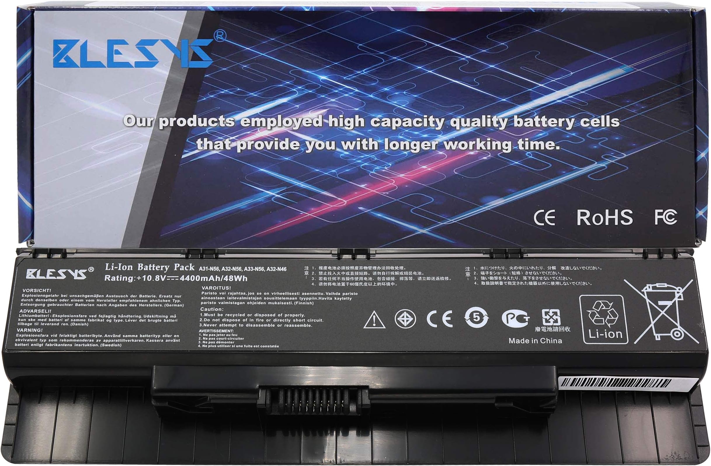 BLESYS Laptop Battery for ASUS N76 N76V N76VB N76VJ N76VM N76VZ N76VZ-DH71-CA N76VZ-DS71 N76YI361VM-SL N76YI363VZ-SL N76YI361VZ-SL Replace for ASUS A31-N56 A32-N56 A33-N56 Notebook battery