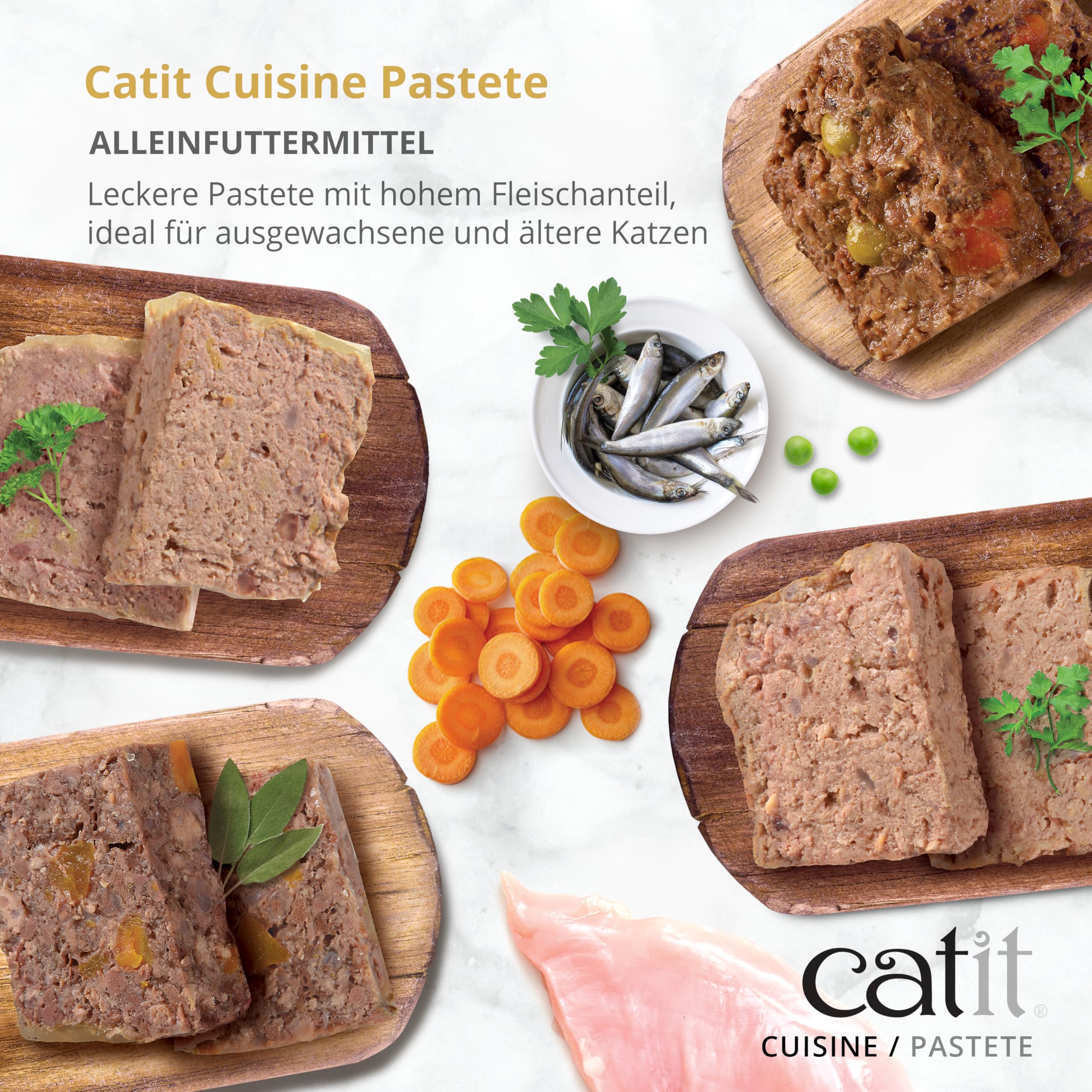 Catit Cuisine – mokra karma premium dla kotów – pasztet z tuńczykiem i sardynkami, mieszanka paszowa pełnoporcjowa, 95 g, bez zbóż, wysoka zawartość ryb