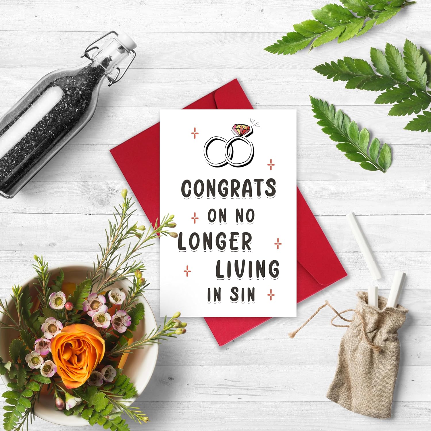 Funny Wedding Card for Bride Groom, Adult Humor Dirty Wedding Congratulations Card, Rude Engagement Gift for Friend, CONGRATS ON NO LONGER LIVING IN SIN image 4 of 5 B0DCGQPVXP