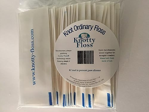 Knotty Floss - Hilo dental encerado de nailon encerado de menta fresca, tecnología patentada de agarre de placa, vegano, 50 unidades