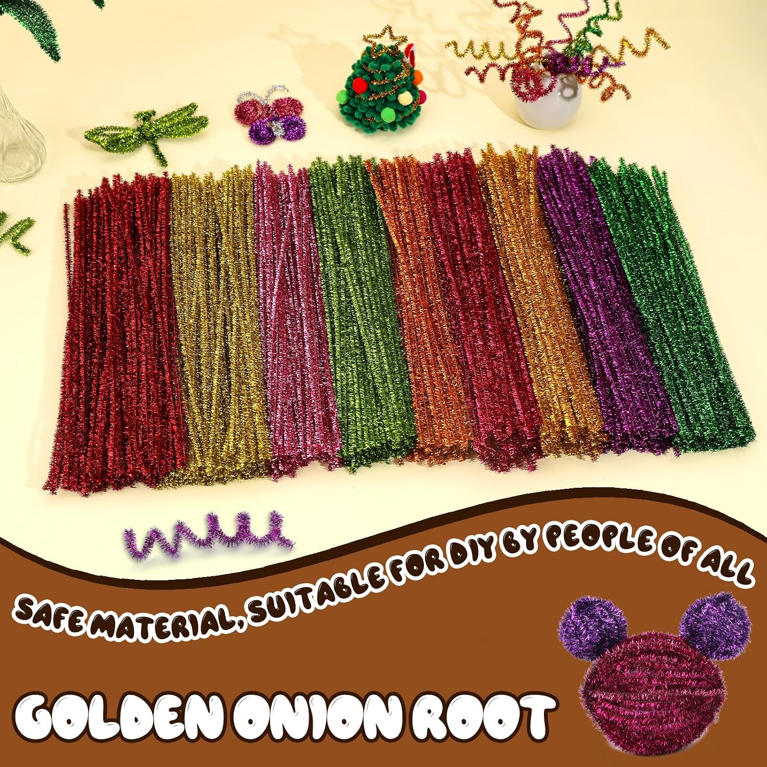 Hssugi Pipe Cleaners, 100PCS Pipe Cleaners Craft Supplies Light Brown