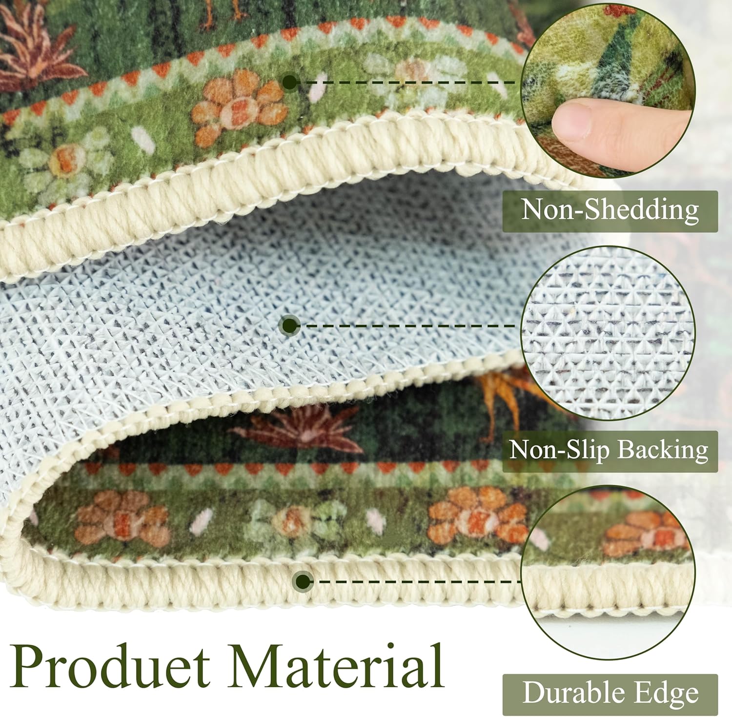 ドアマット 玄関ラグ 2x3 洗濯機洗い可能 ノンスリップ 小面積ラグ ボーホーフローラル ローパイルスローラグ 玄関/玄関/キッチ