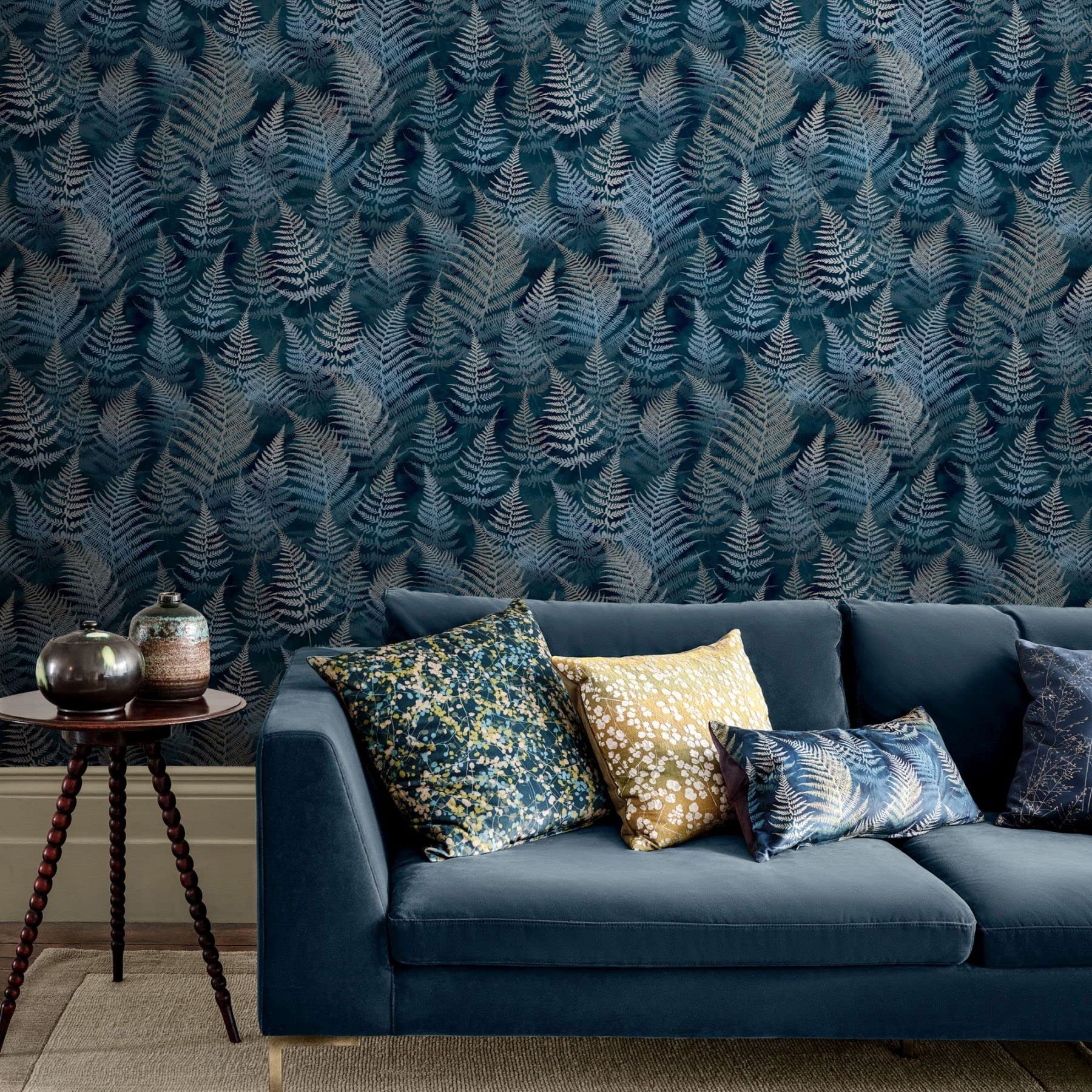 Clarissa HulseWoodland Fern French Navy Removable Wallpaper