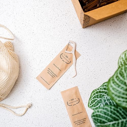 Miniatura 10 de Bleeker and Rowe - Púas de hilo dental biodegradables envueltas individualmente, paquete de 150 hilos dentales ecológicos (hilo dental)