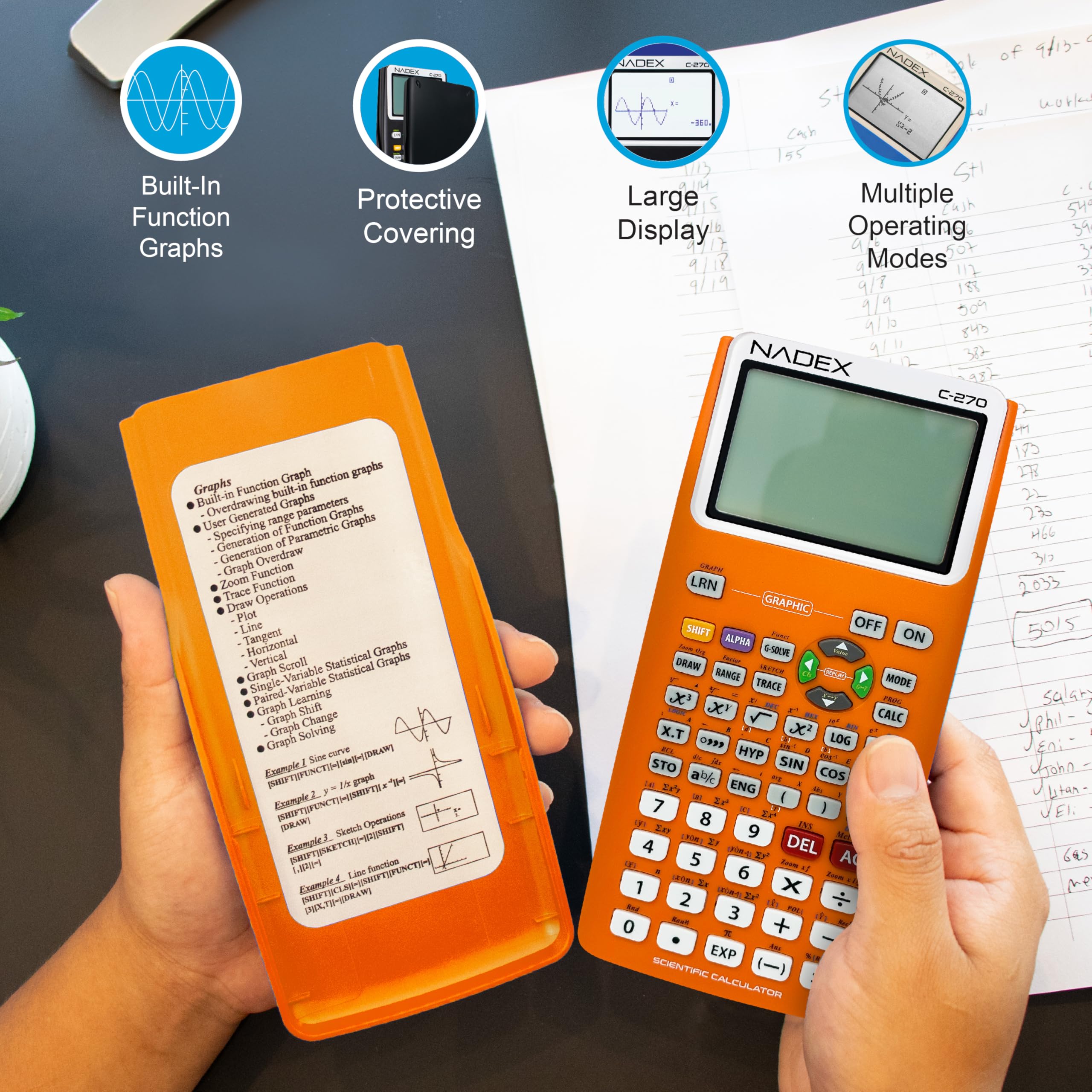 Calculadora científica con funciones gráficas para estudiantes universitarios y secundarios, ingeniería, matemáticas avanzadas, cálculo, álgebra, geometría, trigonometría, estadística, física,