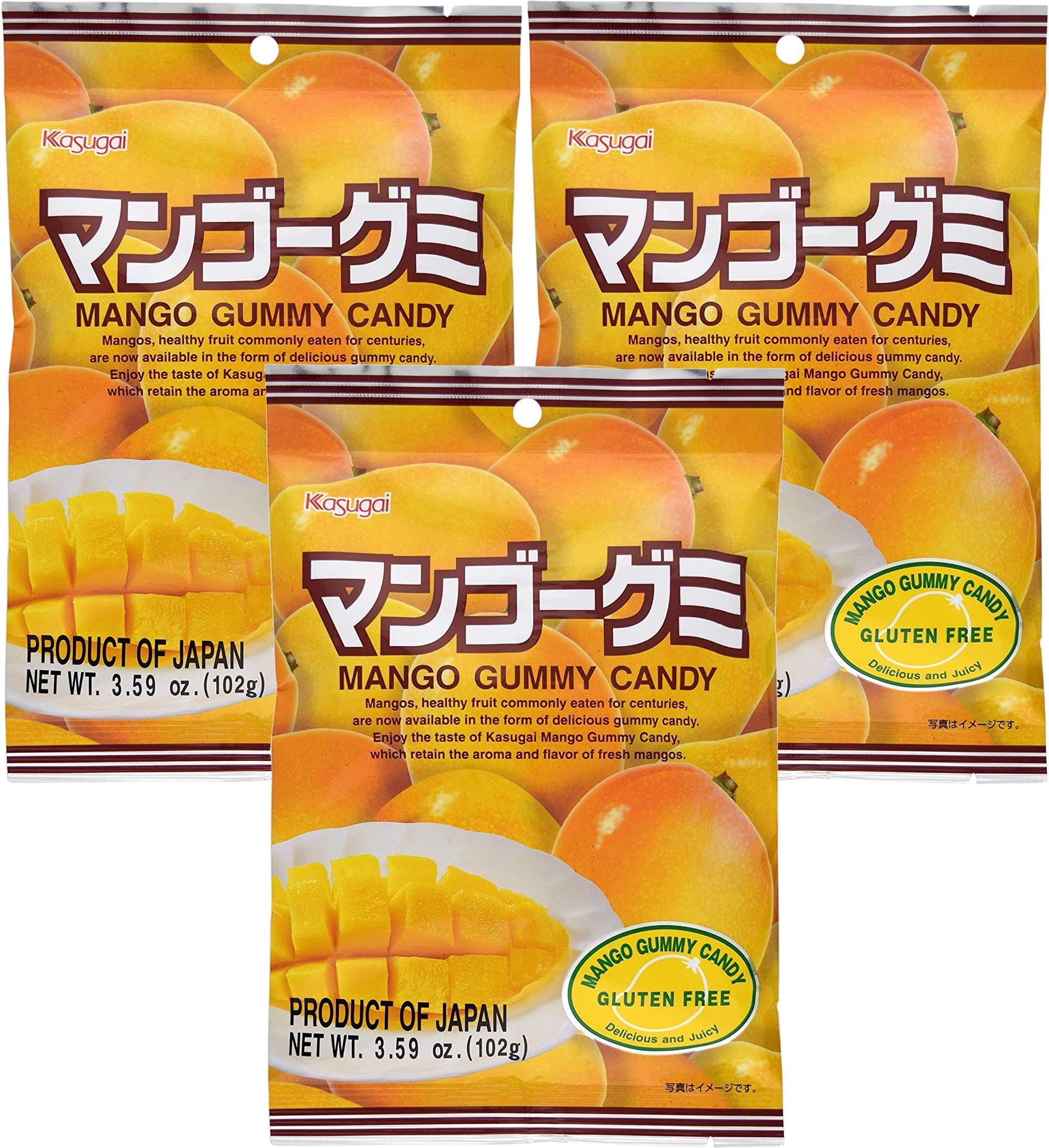 Kasugai Mango Gummy Candy 3.59oz (3 Pack)