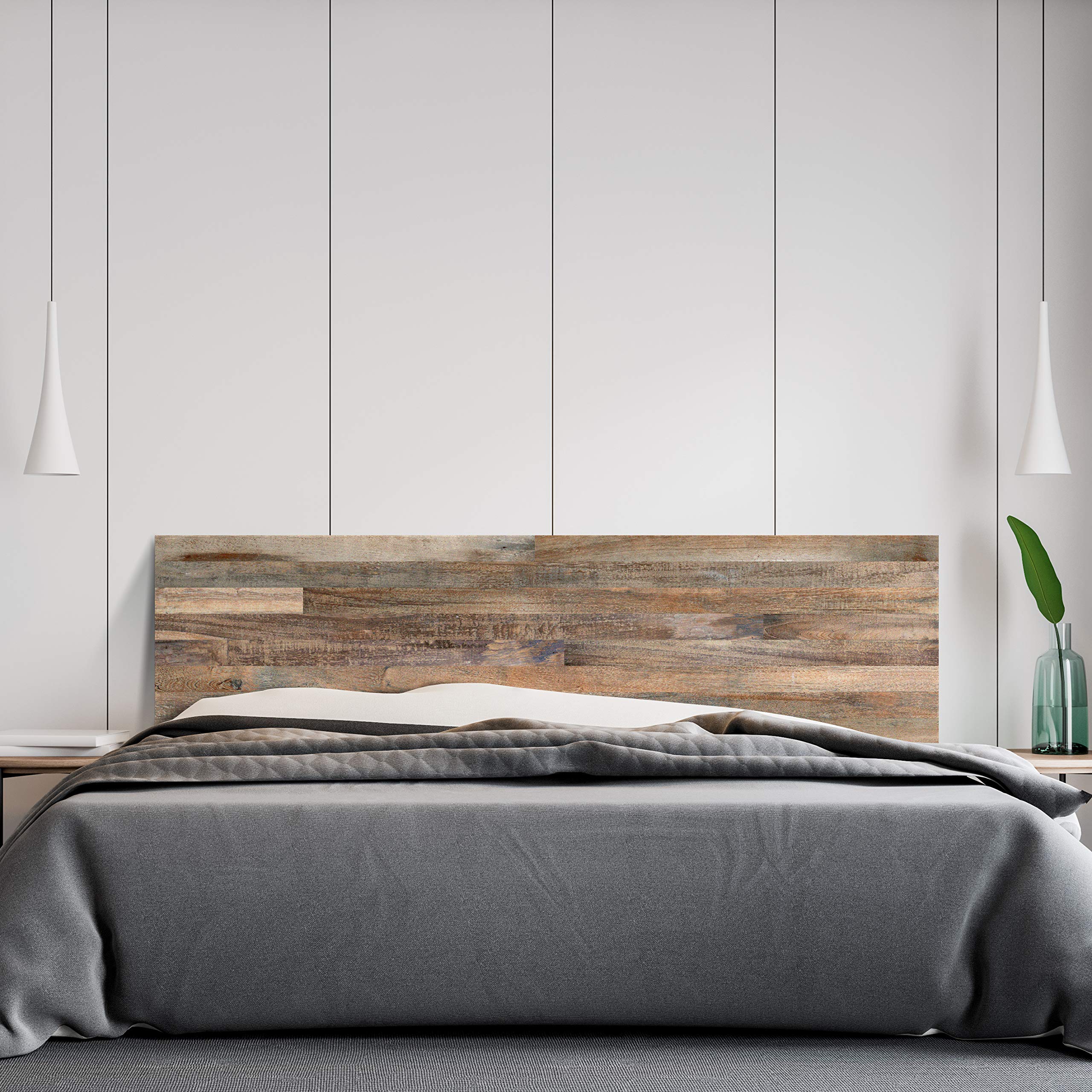 MEGADECOR DECORATE YOUR HOME Cabecero Cama PVC 5mm Decorativo Económico. Modelo - Allanton (100x60cm, Marrón)