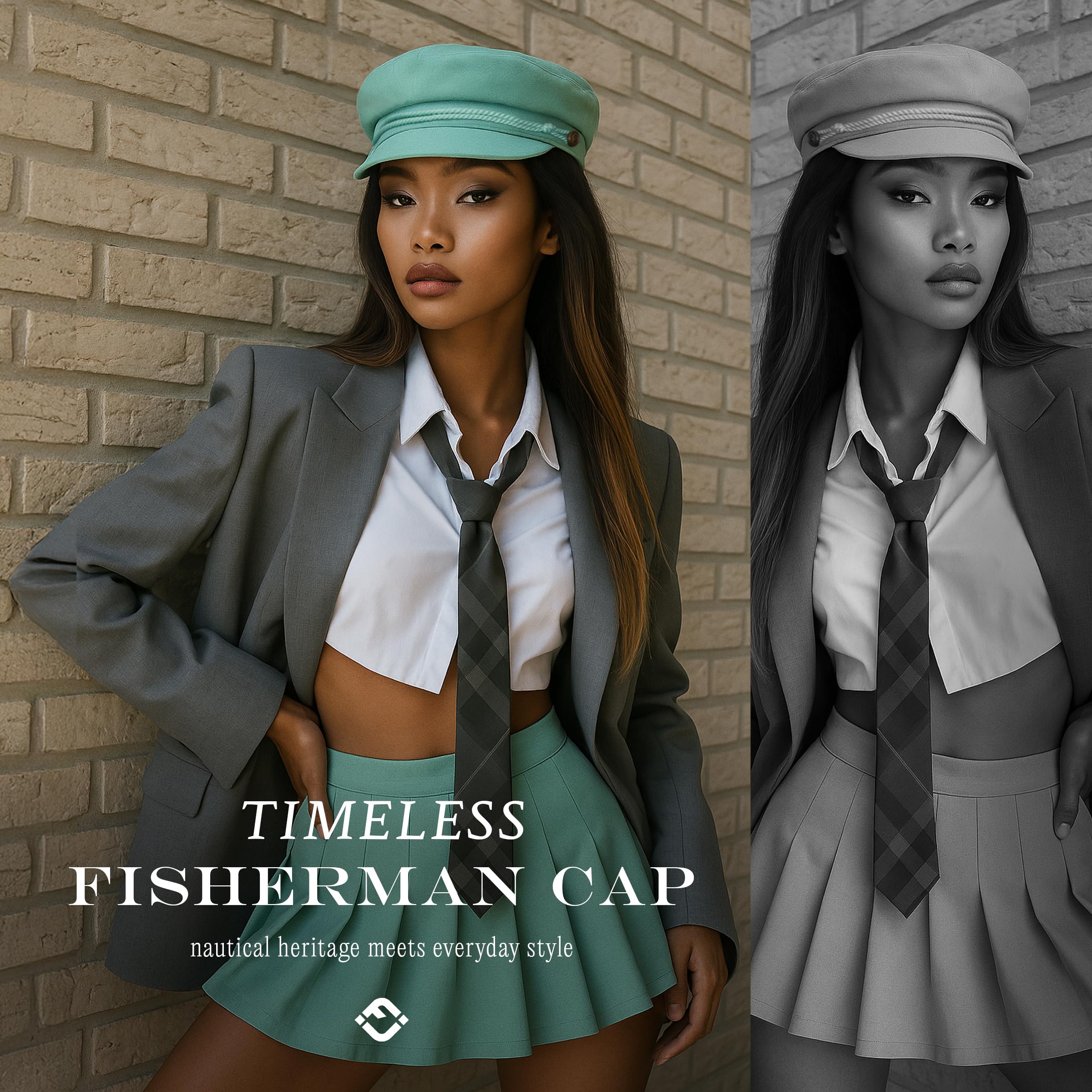 Funky Junque Fishermans Hat for Women, Cotton Greek Fiddler Cap, Adjustable Newsboy Beret, One Size Fits Most - Mint