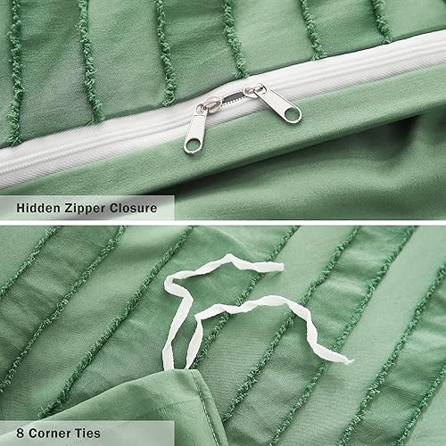 Miniatura 5 de Andency Juego de funda de edredón tamaño matrimonial, juego de funda de edredón bohemio para todas las estaciones, 3 piezas copetudas, estilo shabby