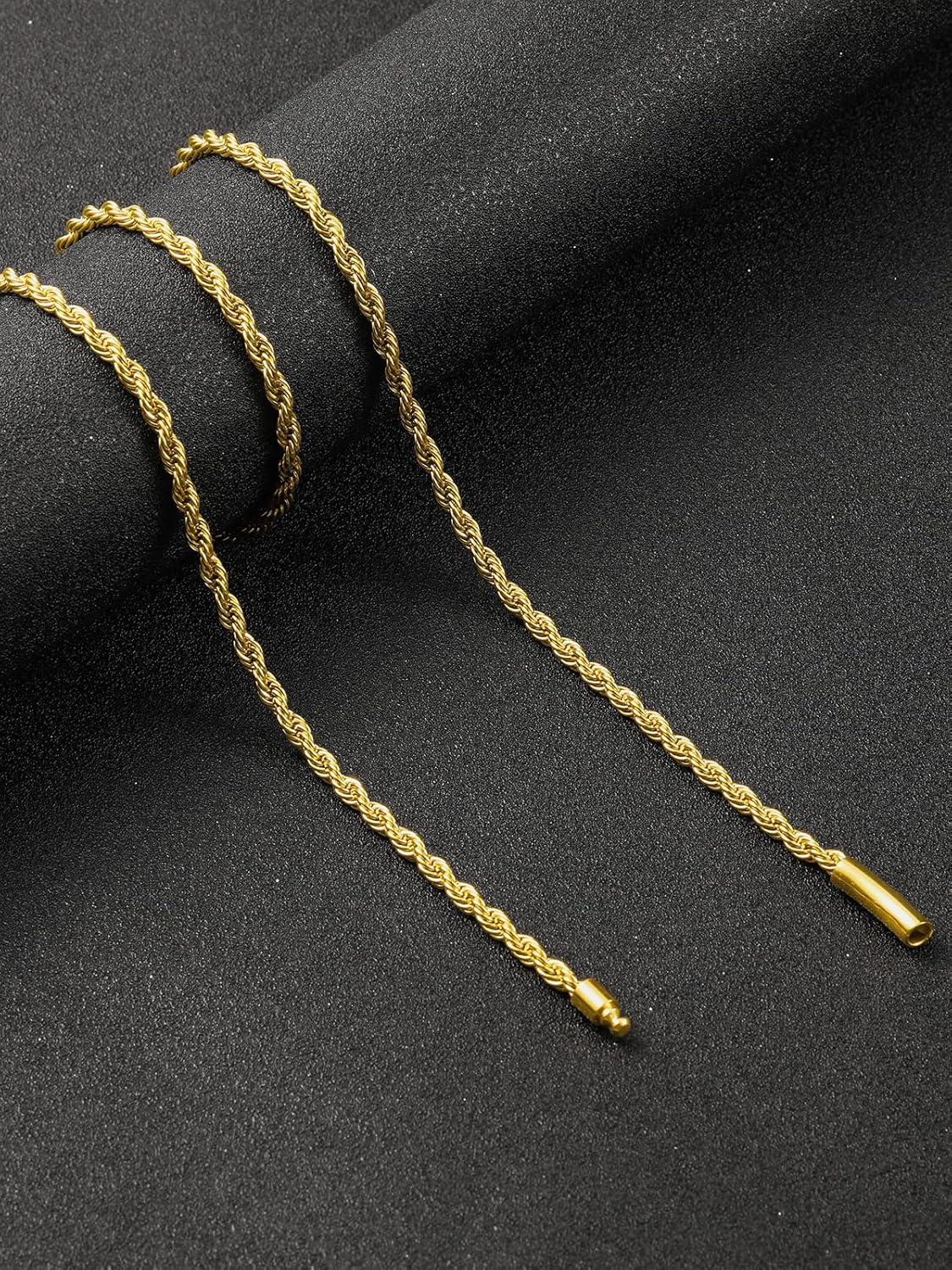 TUNGSTORY 18K Gold Filled Rope Chain for Men - 20 Inch Chain Necklace with Easy-On Bayonet Clasp, Necklace Box Included- Non-Tarnish Hypoallergenic, Hip Hop Style, 4mm - Gift for Men - Image 7