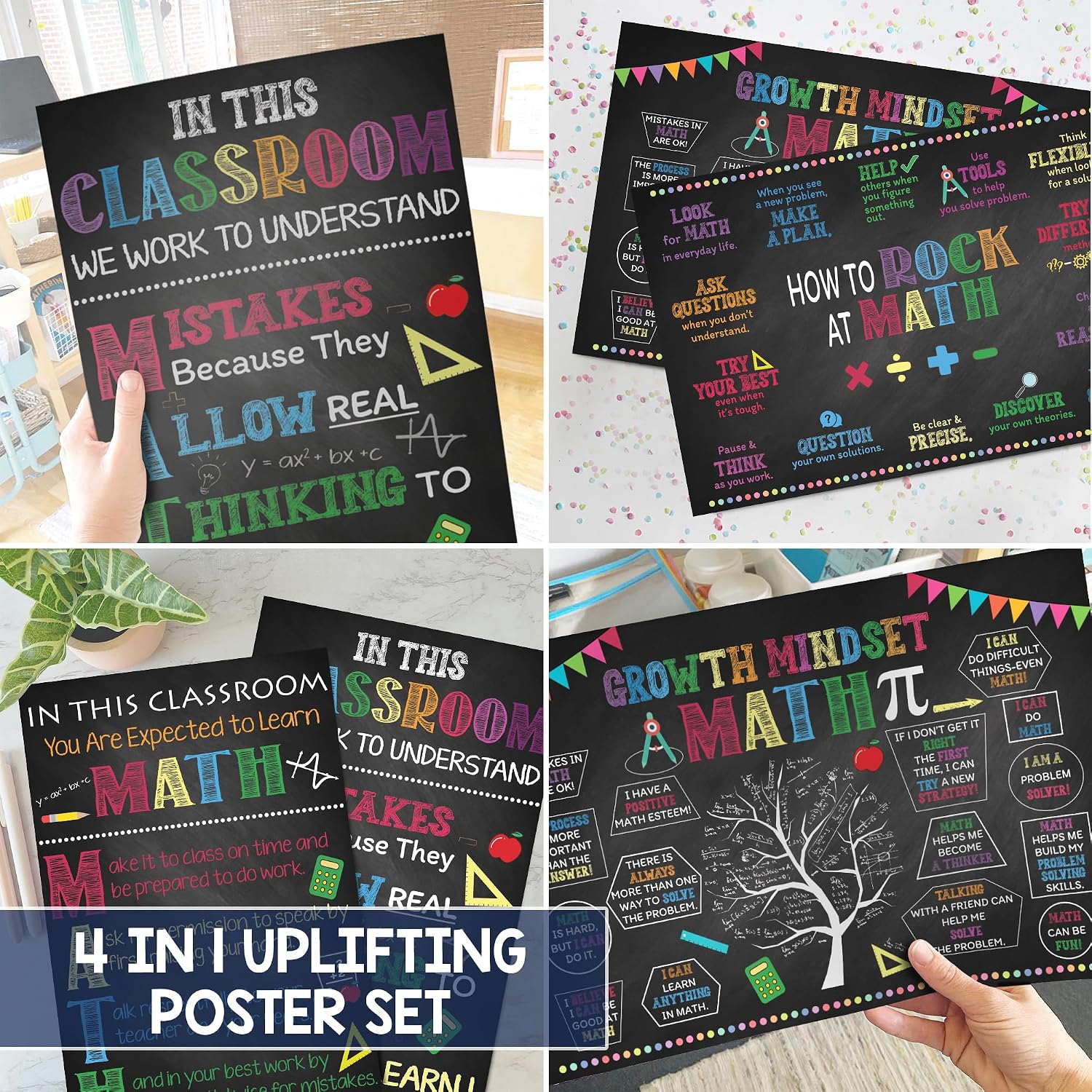 4 Pcs Math Posters 11x17, Math Classroom Supplies Chile | Ubuy