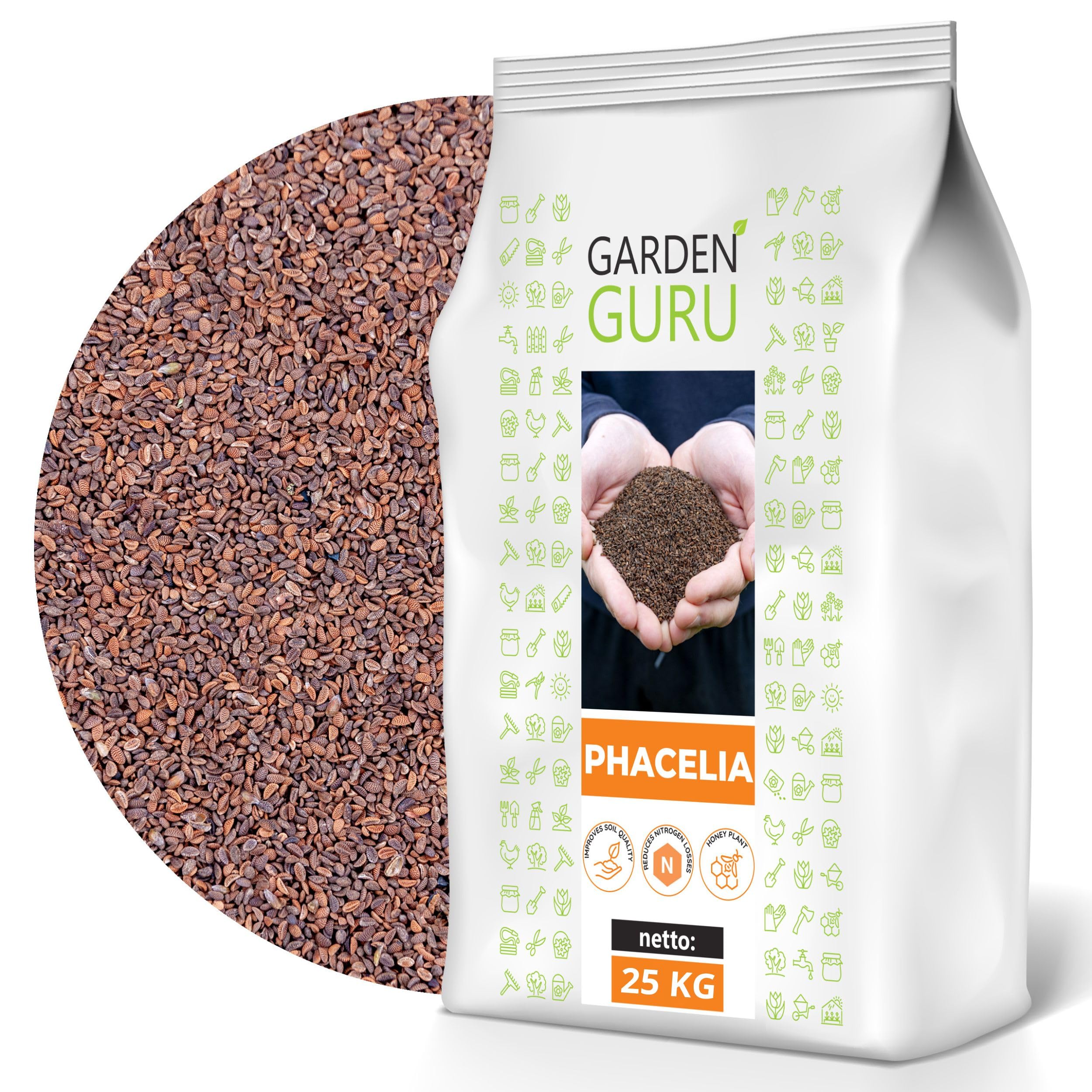 Phacelia 25 kg Gründüngung Stilllegung Zwischenfrucht Bodenverbesse Samen Bienenfreund Gründünger, Frischmantelsamen Saatgut Humusbildung Bodenverbesserung Bienenweide