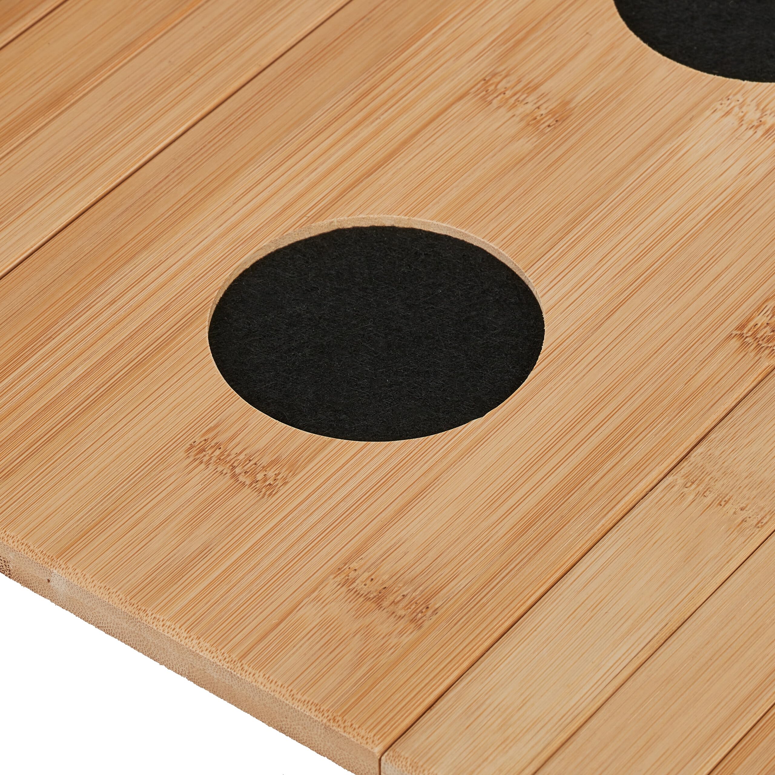 Relaxdays Support accoudoir, Bambou, HxLxP: 5,5x50x33,5 cm, Plateau, Dessous de Verre, 2 Compartiments, Nature - Noir