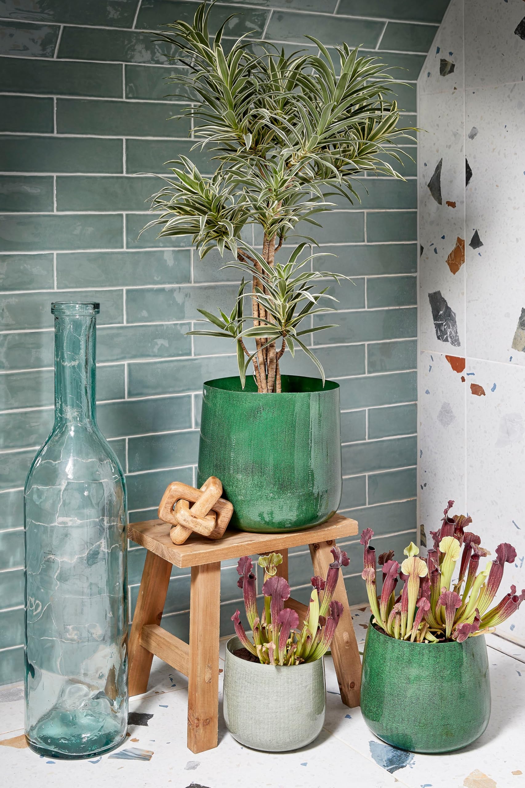 MICA Decorations Bold Petit Tabouret en Bois - L38 x l28,5 x H34 cm - Bois recyclé - Marron