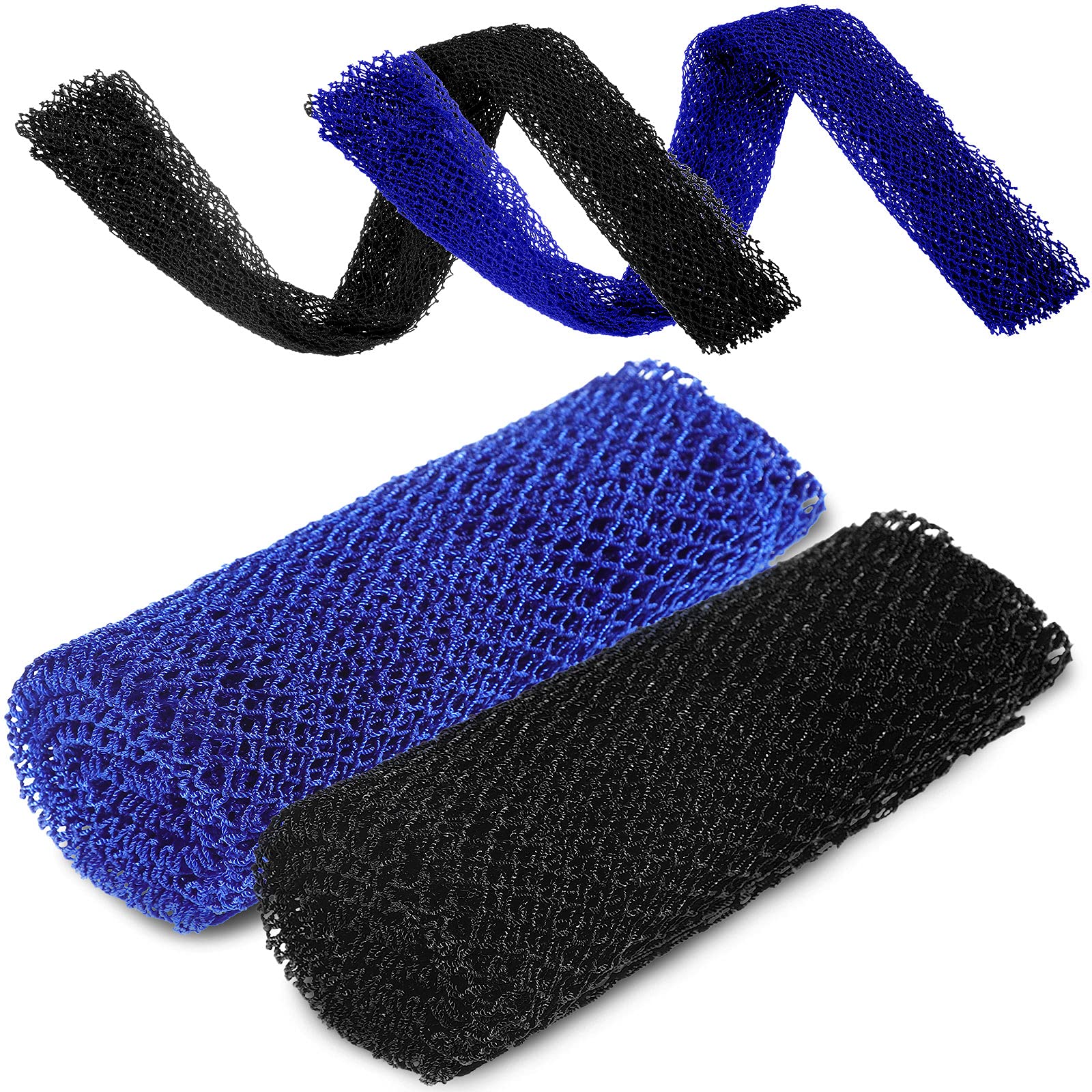 2 Pieces African Bathing Sponge African Net Long Net Bath Sponge Exfoliating Shower Body Scrubber Back Scrubber Skin Smoother for Daily Use or Stocking Stuffer, Black and Blue-image-30