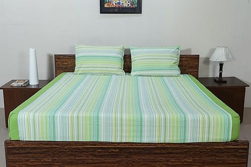 Tamaño de cama doble (9 pies x 9 pies), sábana de cama premium cómoda con 2 fundas de almohada a juego, sábana de cama 100% algodón, diseño de