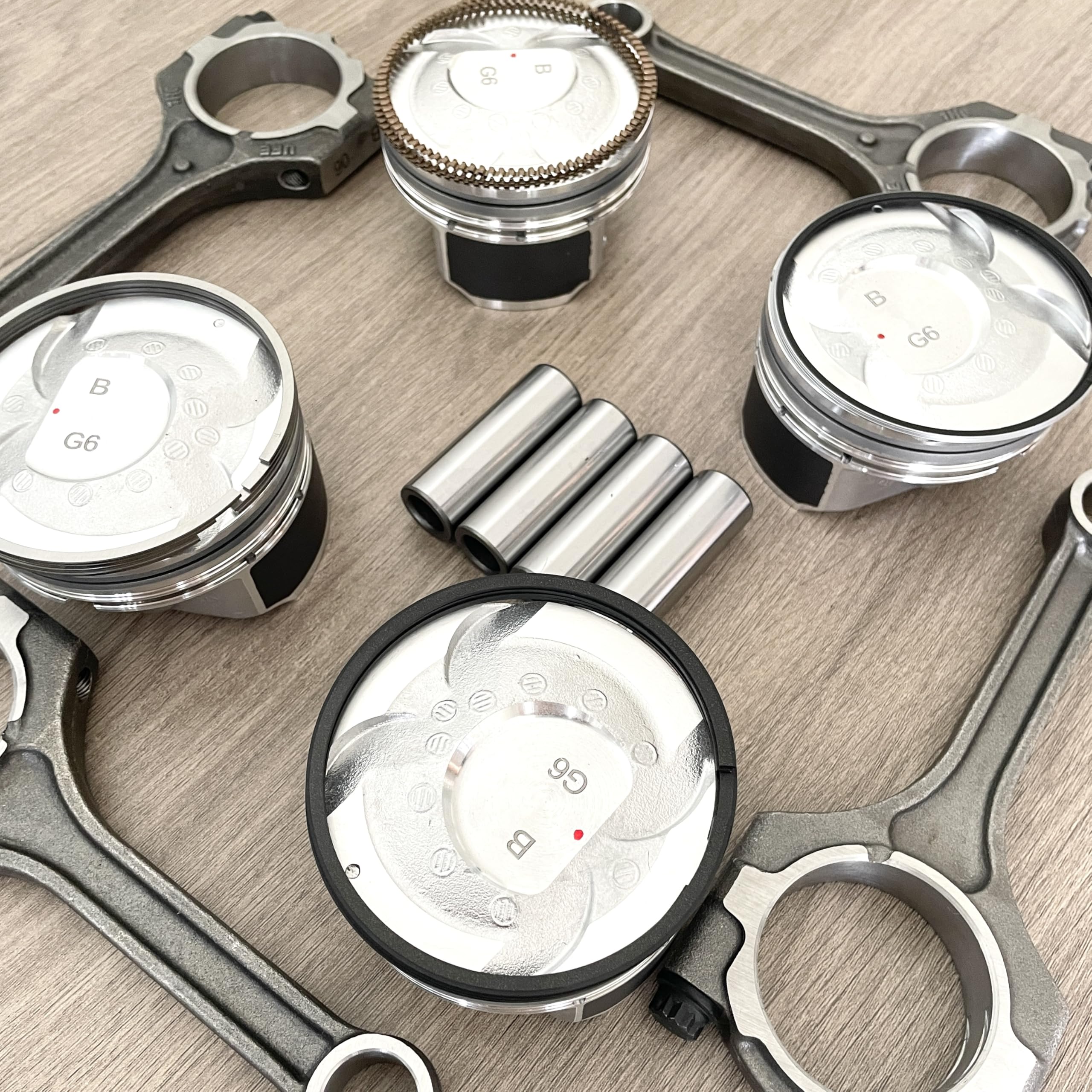 4 x Connecting Rods & Piston Kits Compatible with Hyundai Kia Accent Rio 1.6L DOHC 2012-2016 Replacement for 23041-2B600, 23041-2B610, 23041-2B620,