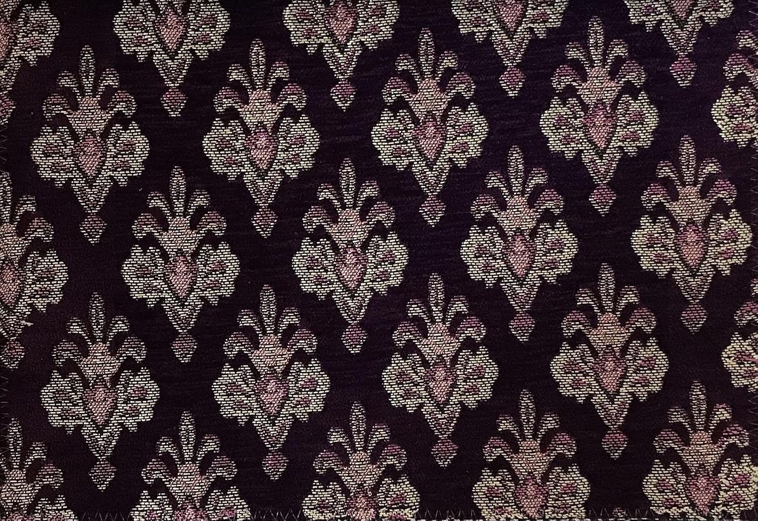 Mughal Chandelier Motif Design Soft and Heavy Velvet Chenille Fabric for Upholstery Sofa, Cushion, Dinning Chair, Headboard, Table Linen Cloth, Craft - Fabric by The Yard