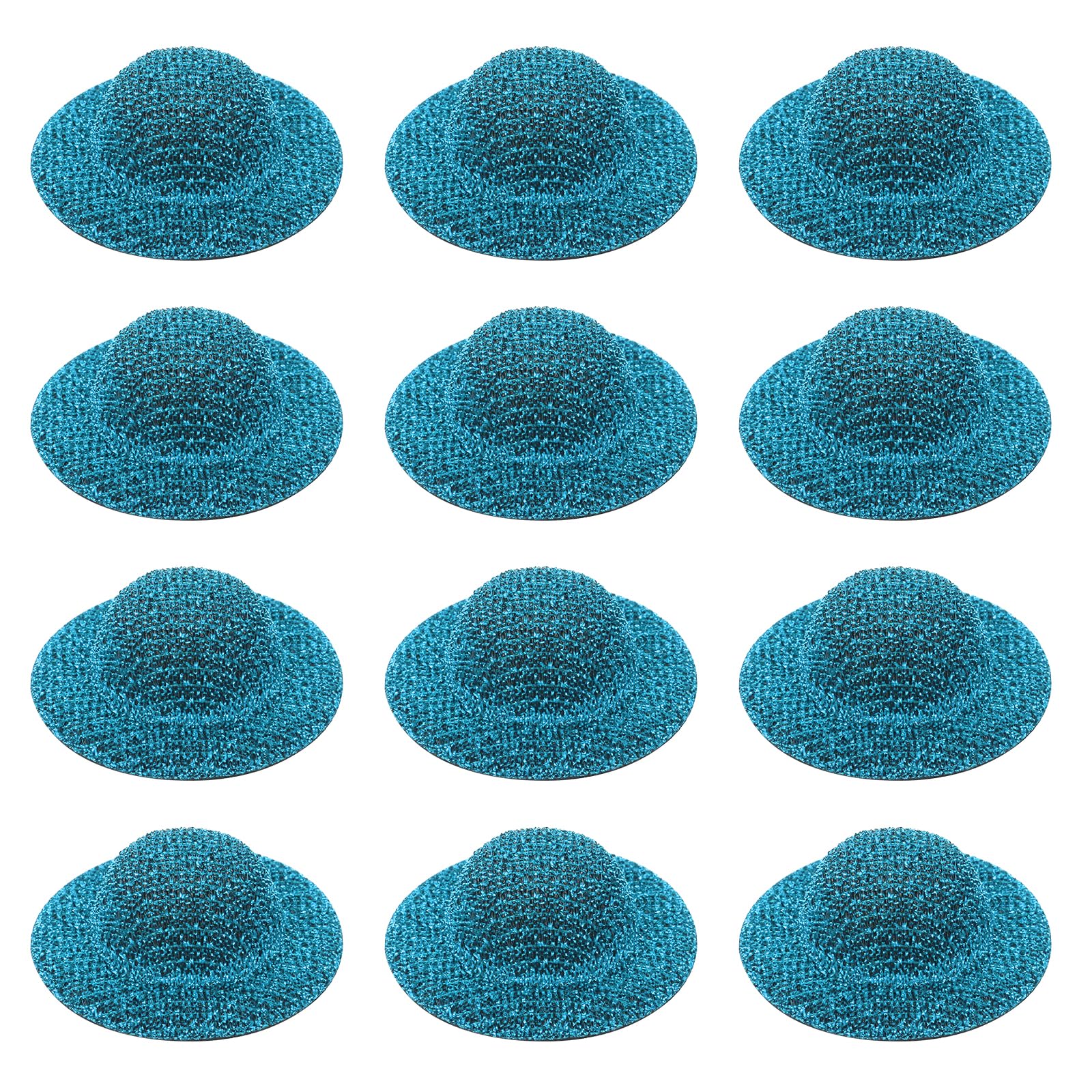PATIKIL Mini Hats for Crafts, 12 Pcs 14mm ID Sparkling Mini Cowboy Hats Miniature Formal Top Caps for DIY Dollhouse Decoration Hair Accessories Snowman Weddings Party, Lake Blue