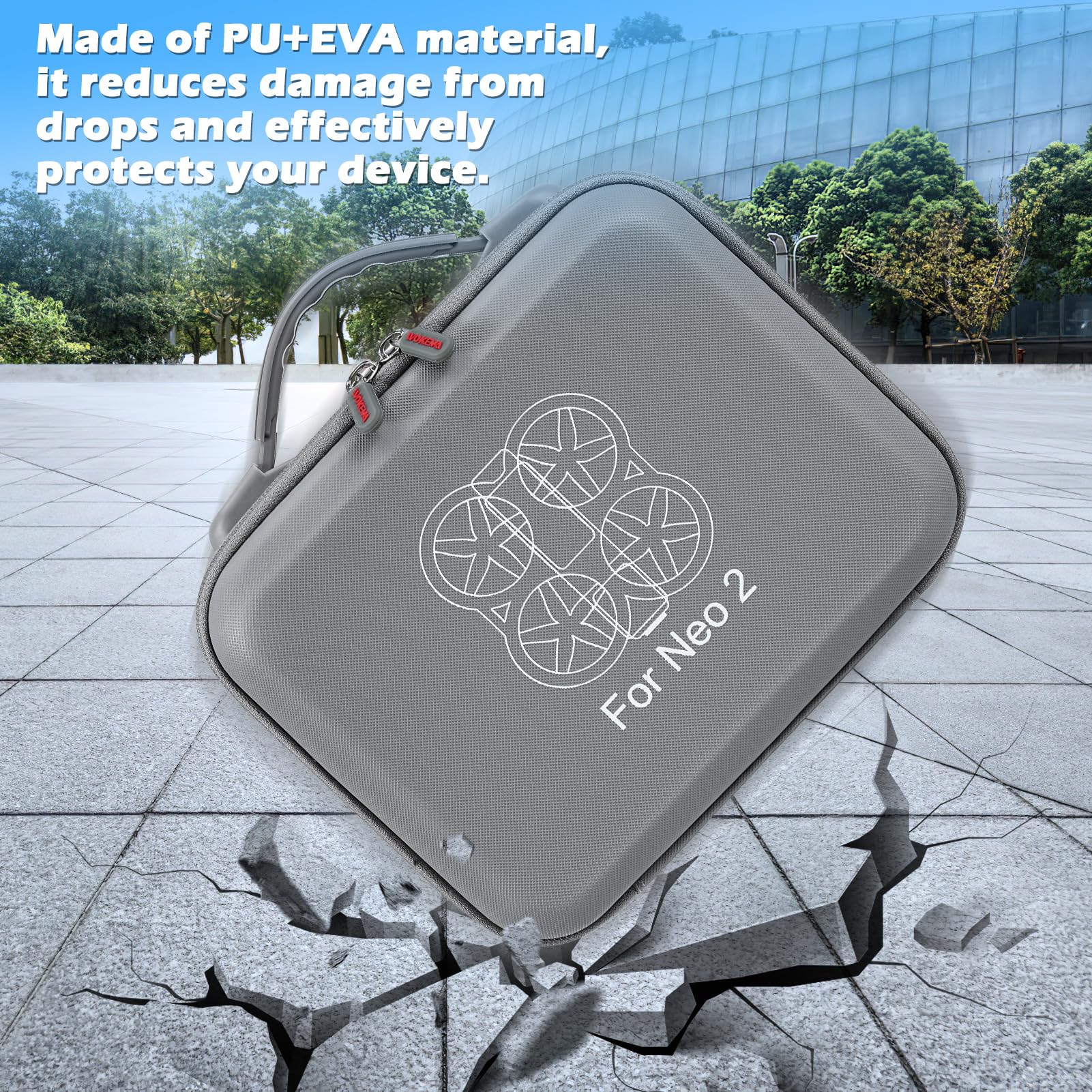 Custodia per DJI Neo 2 con Tracolla Staccabile, Borsa di Stoccaggio da Viaggio, Compatibile con Drone, Batterie, Hub di Ricarica Bidirezionale e Altri Piccoli Accessori – Grigio (Materiale PU)