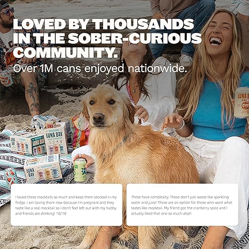 Miniatura 4 de Luna Bay Té sin alcohol Zero Percent - Té espumoso sin alcohol con yerba mate y glicinato de magnesio, vegano, bajo en azúcar, sin OMG y sin gluten,