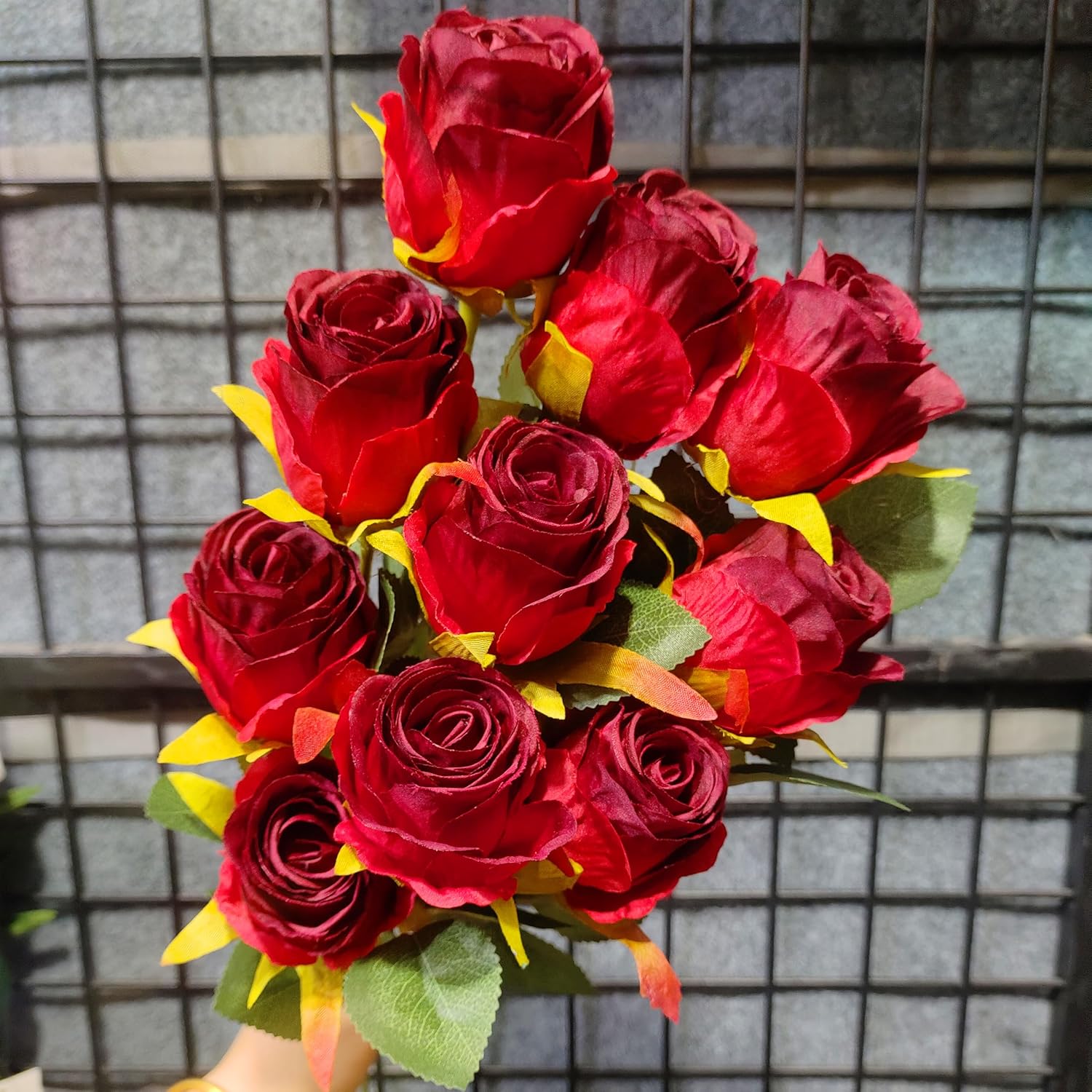 Artificial Roses 10 Pcs - Lifelike Single Stem Fake Roses with Natural Petal Texture,Fade-Resistant Silk Flowers for Wedding Decor,Home Vase Arrangements,Party Centerpieces(10, Red) - Image 5