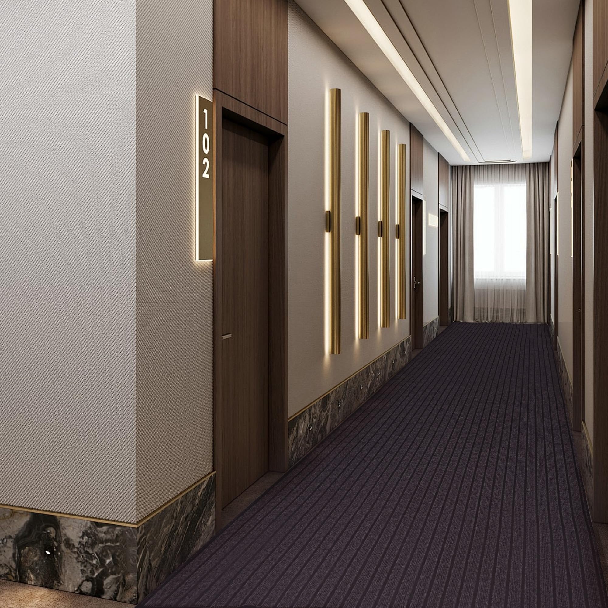 tonchean Commercial-Grade Entrance Mat 3x10Ft Indoor Outdoor Black Smoke Floor Mat Heavy Duty Rubber-Backed Striped Brush Step Entrance Mat for Hallway,Kitchen,Home,High Traffic Area (Brown)