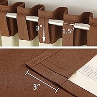 Vista 6 de Cortinas opacas de lino óxido de 108 pulgadas de largo, juego de 2 paneles para sala de estar, opacas, privacidad, pestaña trasera, aislamiento