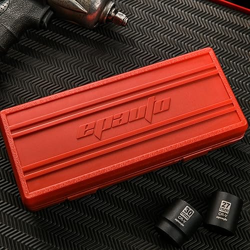 Miniatura 5 de EPAuto Juego de llaves métricas de impacto poco profundo de 12 pulgada, Cr-V, 6 puntos, 14 enchufes
