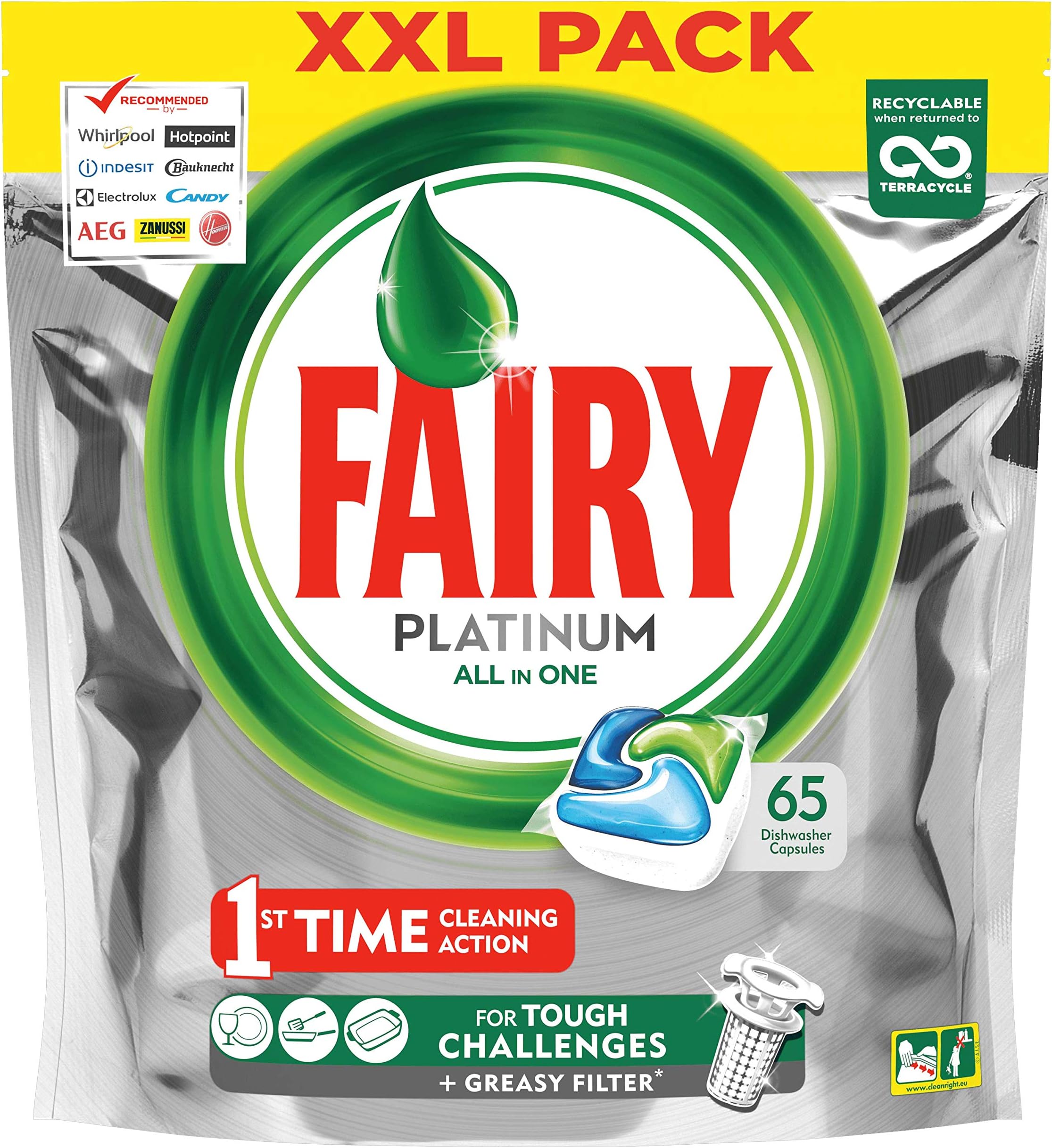 FairyPlatinum Dishwasher Tablets Regular 65 per pack