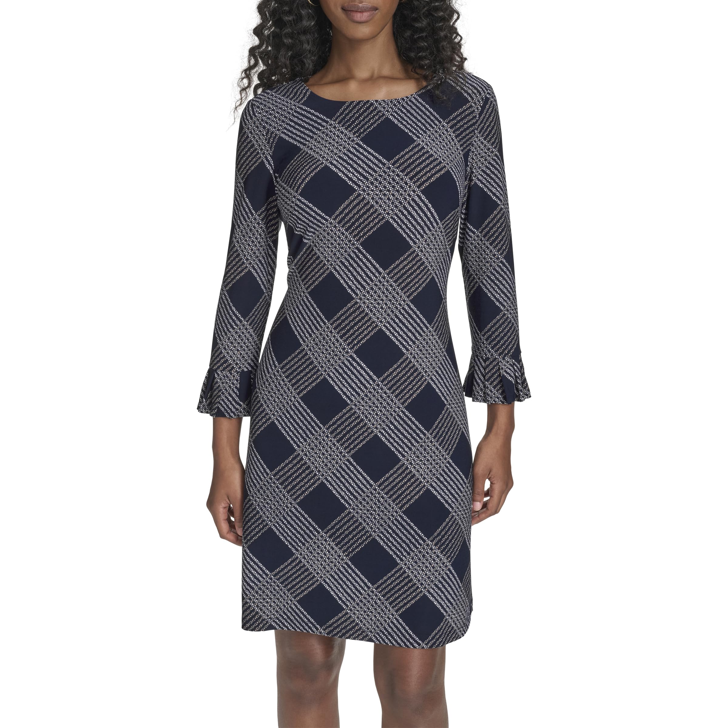Tommy Hilfiger Womens 3 4 Ruffle Sleeve Jersey Shift Dress