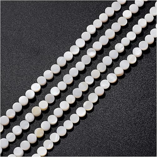 Miniatura 1 de Firstmeet 160 cuentas de madreperla natural de 0.236 pulgadas (0.236 in), cuentas redondas para hacer joyas, collares, pulseras y aretes
