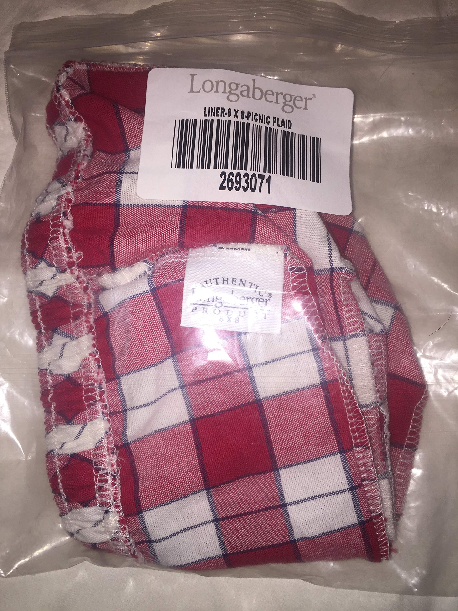 Longaberger Liner for 8x8 Basket in Picnic Plaid Fabric