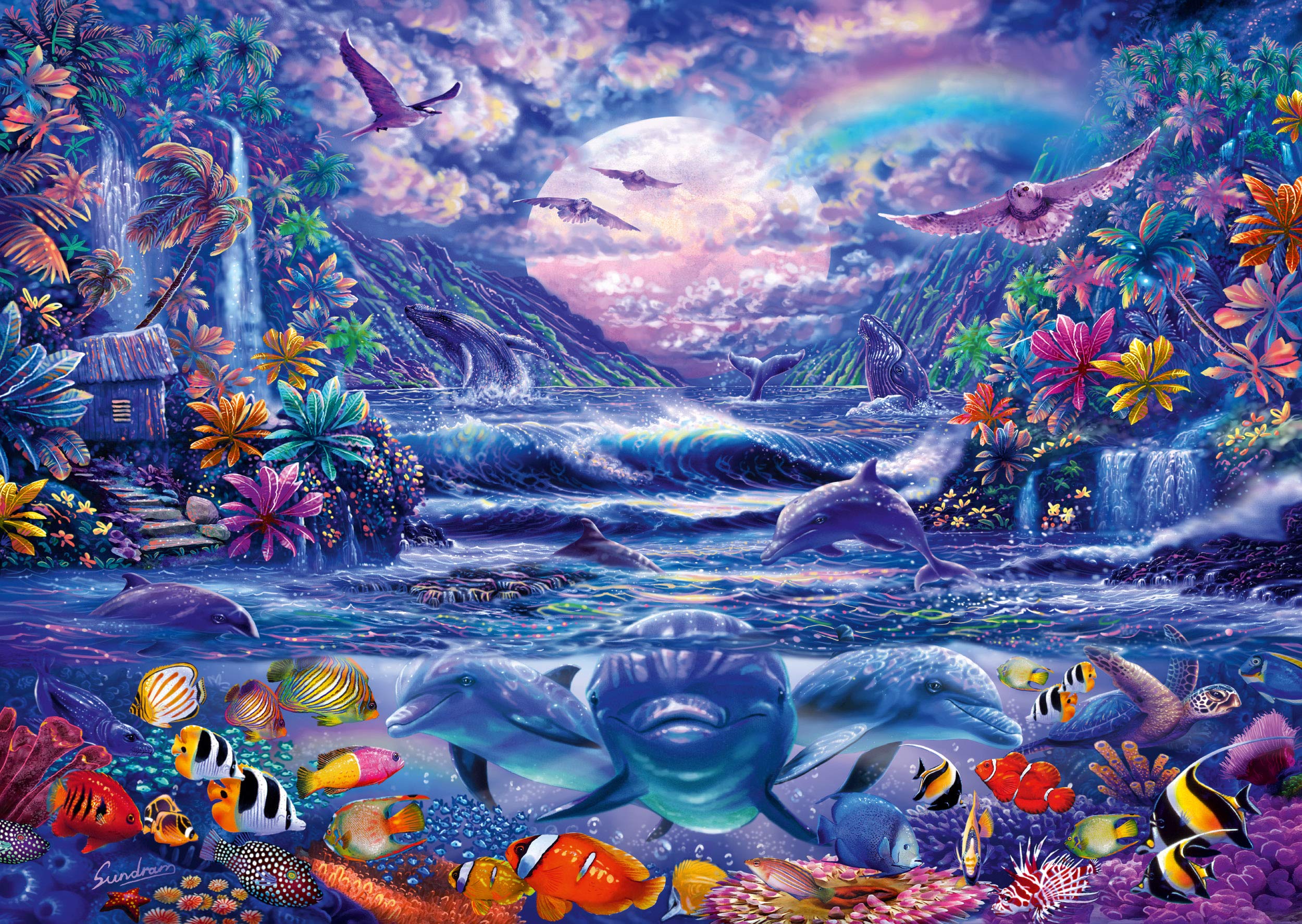 【ズミズミ】 Amazon.com: Schmidt 58945 Moonlit Oasis Jigsaw Puzzle (1000pc