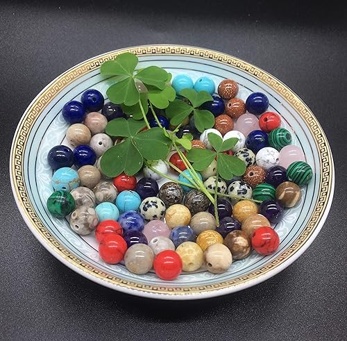 Miniatura 5 de 450 cuentas redondas de piedra natural sueltas, orificio de 0.04pulgadas, cuentas lisas para manualidades, pulseras, collares, aros y bisutería (15