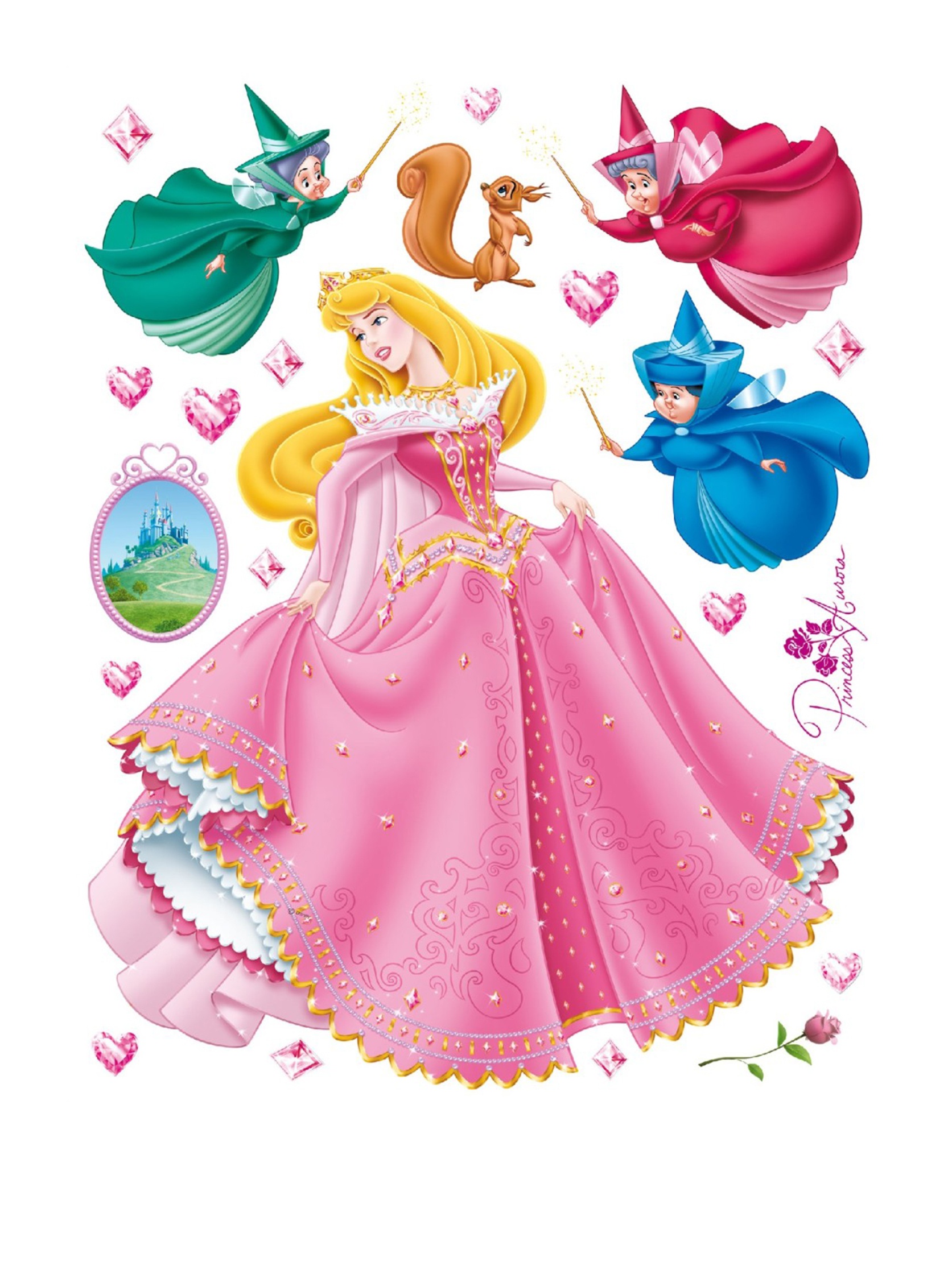 aurora small AG Design Disney Princess Wall Sticker, Multi-Colour, 45 x 65 cm