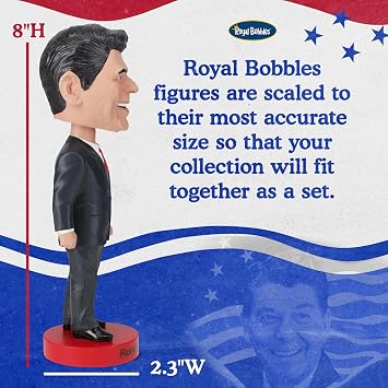 Royal Bobbles Ronald Reagan, 40th President of the United States Americas 250th Anniversary Bobblehead 8 Inches Tall Collectible Bobblehead Statue